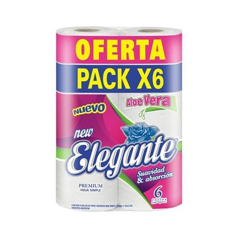 Elegante Papel higíenico X 6 c/aloe 