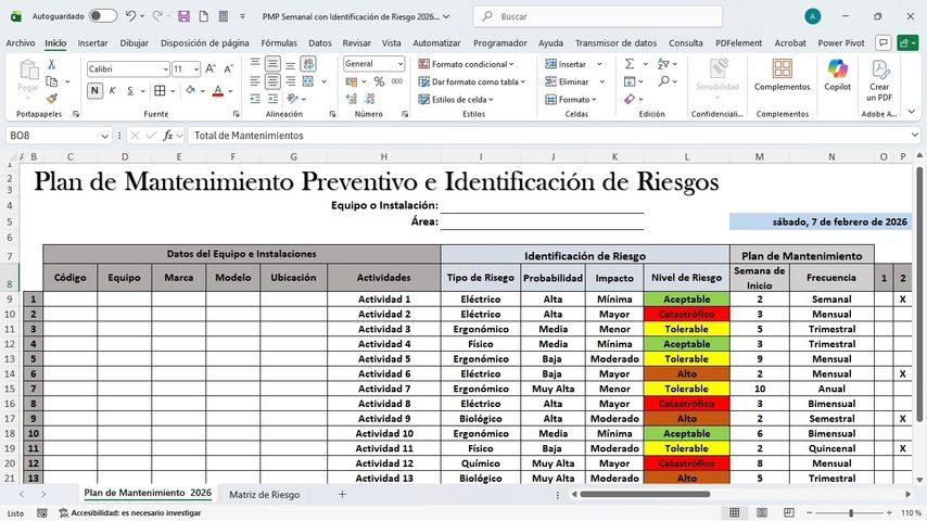 Programa de Mantenimiento Preventivo Semanal con Identificación de Riesgo