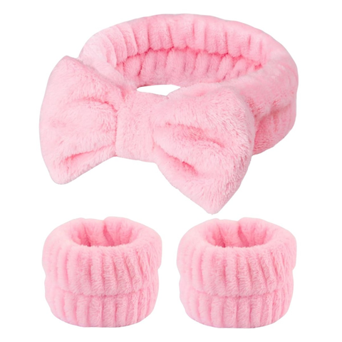 Set de vincha y muñequeras para skincare