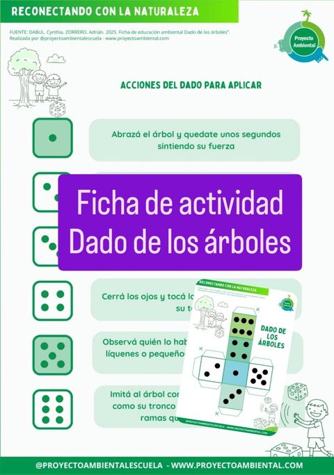 Ficha descargable con actividad de educación ambiental: Dado de los árboles