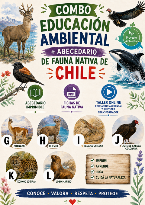Combo: Abecedario nativo y educación ambiental Chile