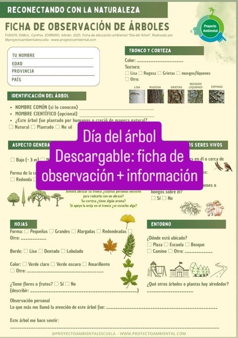 Ficha descargable con actividad de educación ambiental: Especial día del árbol