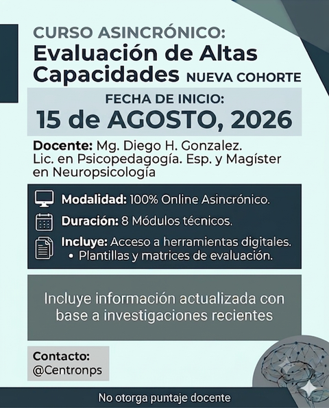 3ra Cohorte-Curso Asincrónico: Evaluación de Altas Capacidades: Del Niño al Adulto