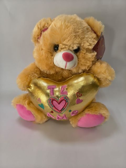 Oso de Peluche con Corazón Dorado te amo