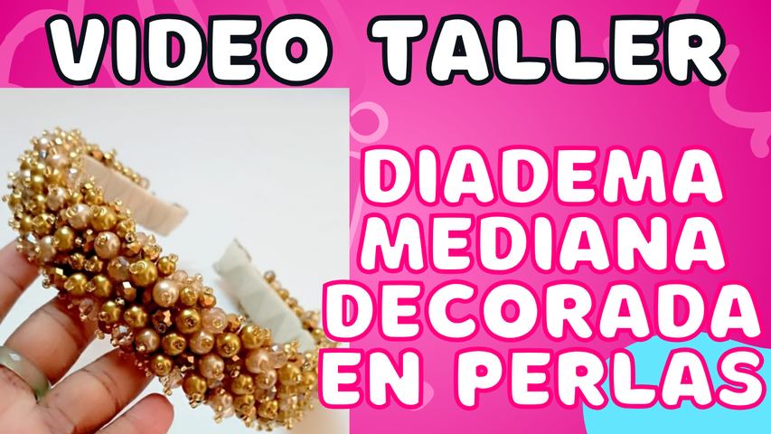 Taller Diadema Mediana Recamada en Perlas