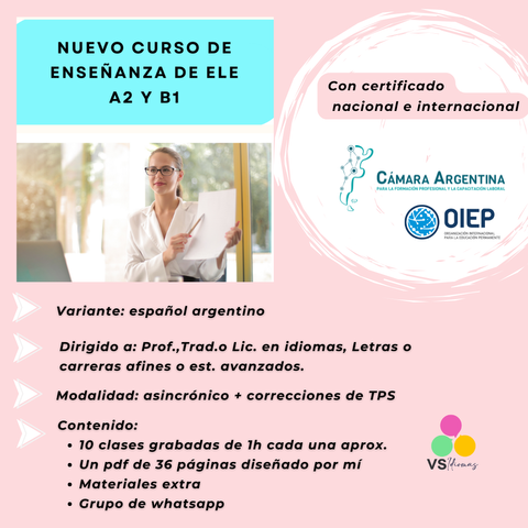 Enseñanza de ELE A2 y B1