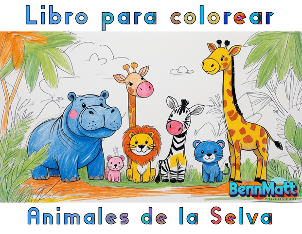 Animales de la Selva Libro para colorear