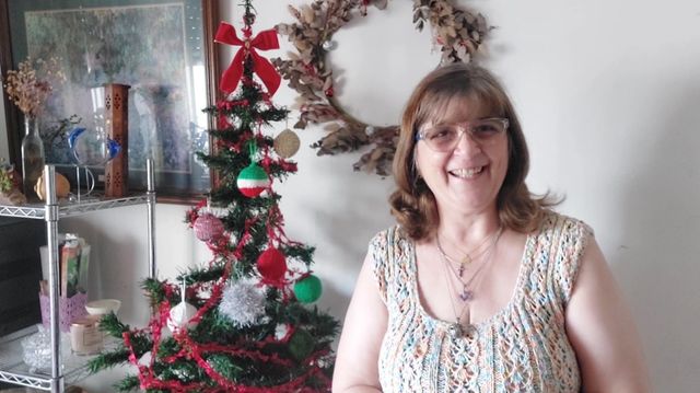 Adorno Navideño, super fácil, rápido y bonito, tejido a dos agujas