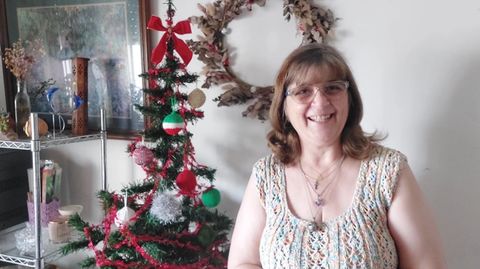 Adorno Navideño, super fácil, rápido y bonito, tejido a dos agujas