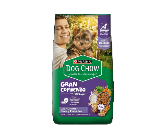 Dog Chow Cachorros Razas Pequeñas Gran Comienzo de Carne, Pollo, Frutas y Leche
