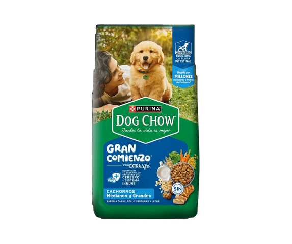 Dog Chow Cachorros Gran Comienzo de Carne, Pollo, Frutas y Leche