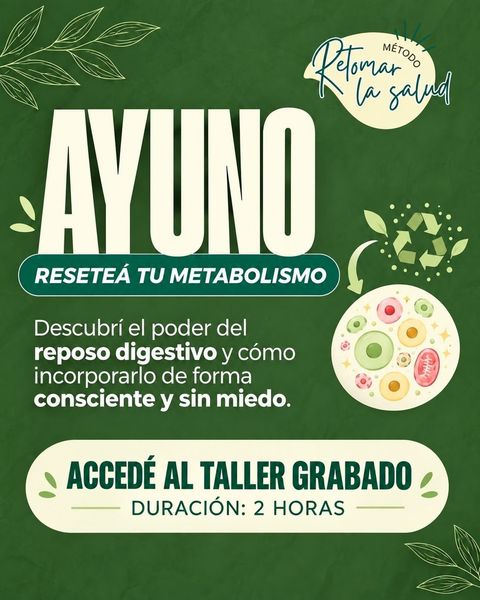 Flyer del taller grabado de Ayuno de Retomar la Salud