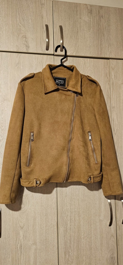 Casaca biker camel en gamuza sintética - Talla S