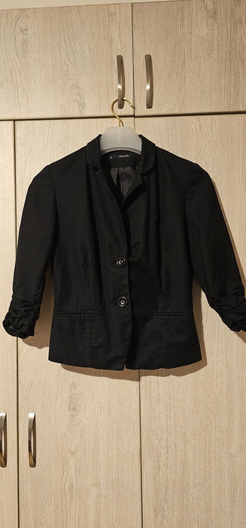Blazer negro de manga 3/4 con fruncido - Talla S