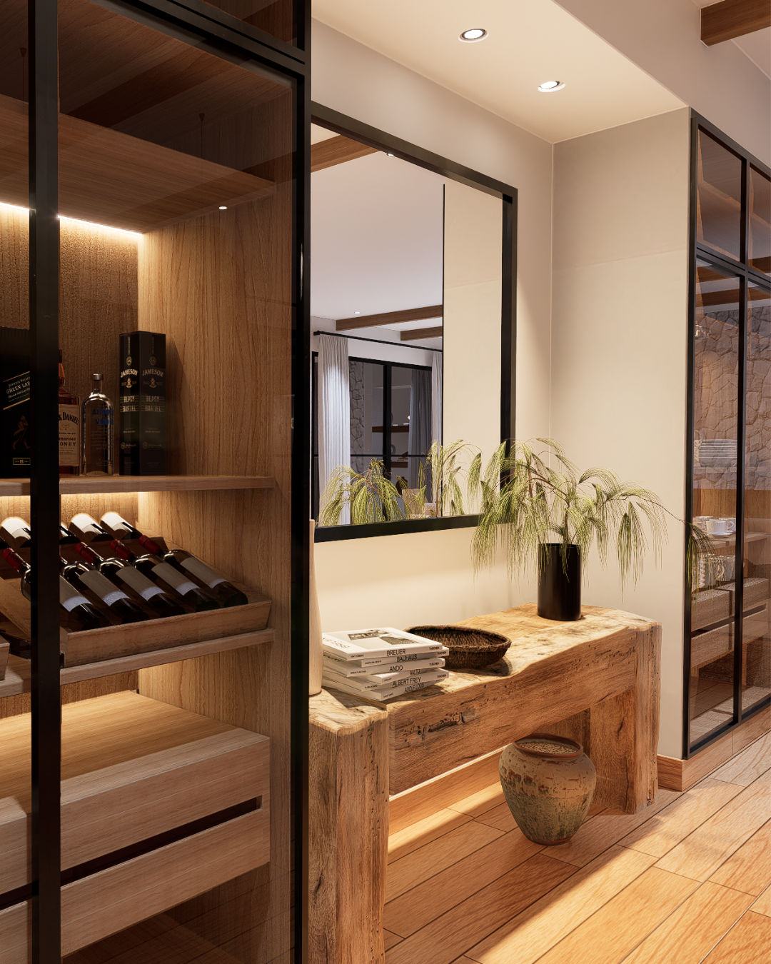 proyecto living comedor vic etcheverry render diseño de interiores