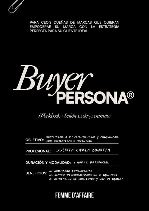 Buyer Persona: Workbook + Sesión 1:1 de 30 minutos