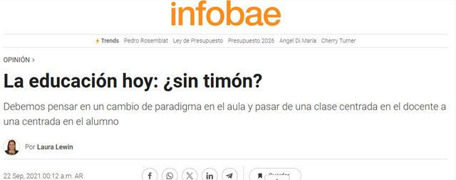 La Educación hoy: ¿Sin timón? (Laura Lewin) 