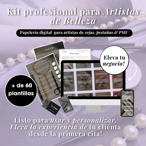 Papelería Digital para Artistas de Cejas, Pestañas y PMU