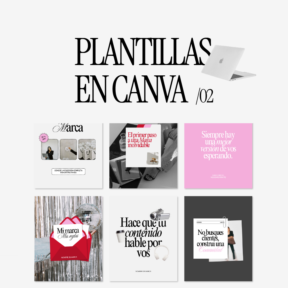 Plantillas prediseñadas de posteos e historias editables en Canva