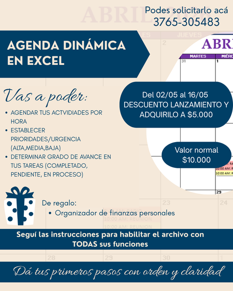 AGENDA MENSUAL CON HORAS