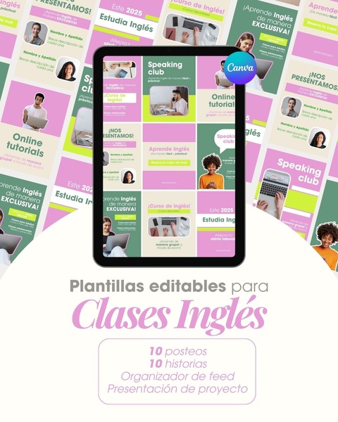 CLASES DE INGLÉS - 32 plantillas editables para IG