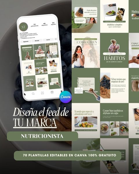 NUTRICIONISTA - 70 plantillas editables para posteos de IG