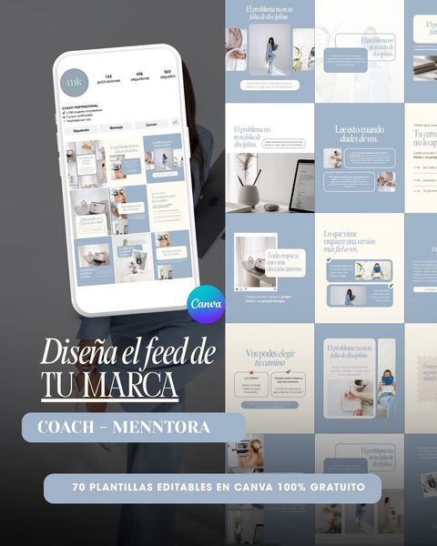 COACH / MENTORA - 70 plantillas editables para posteos de IG