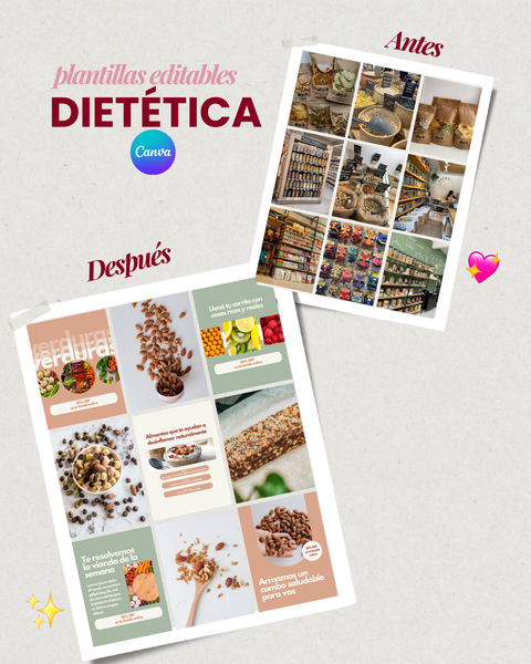 PROD. NATURALES - 20 plantillas editables para posteos de IG