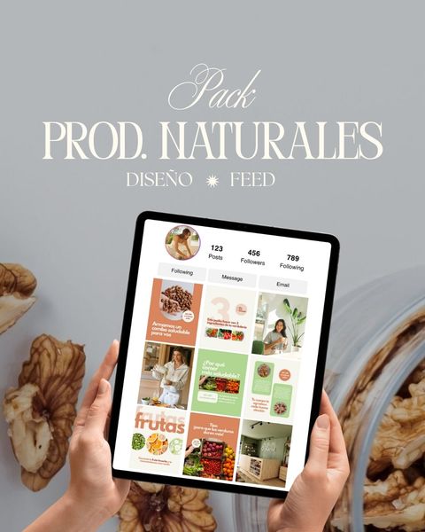 PROD. NATURALES - 20 plantillas editables para posteos de IG
