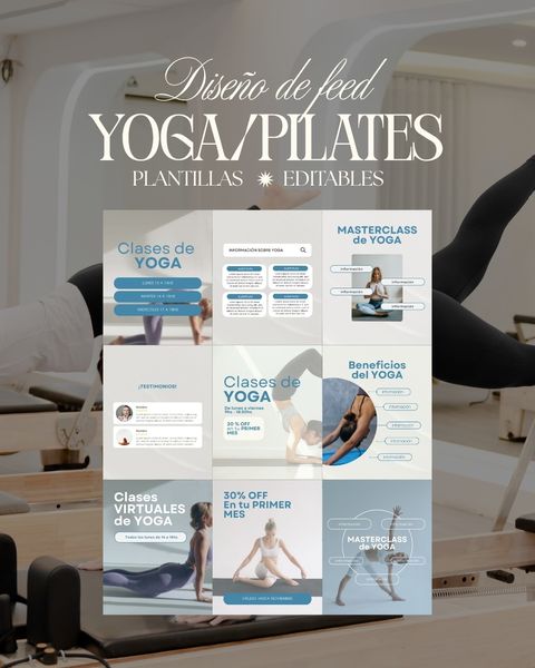 YOGA / PILATES - 30 plantillas editables para IG