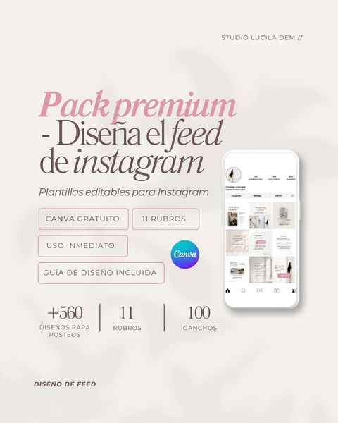 Diseña el feed de Instagram - 560 POSTEOS EDITABLES