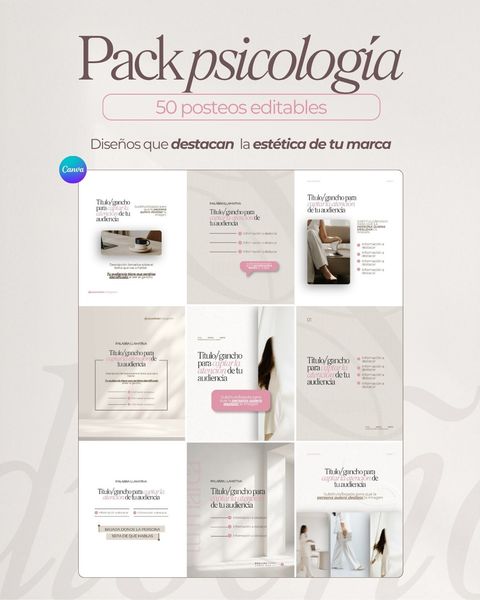 PSICOLOGÍA - 50 plantillas editables para posteos de IG