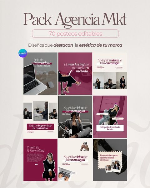 AGENCIA MKT - 70 plantillas editables para posteos de IG
