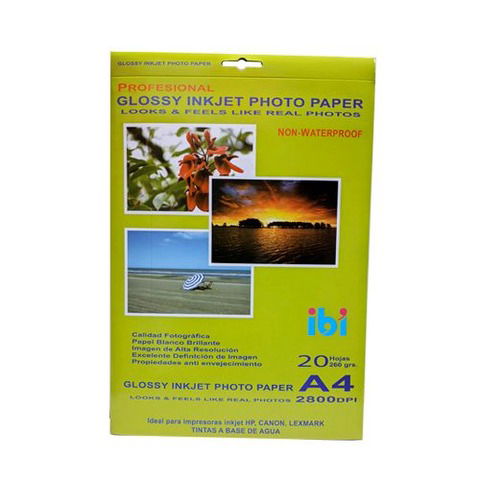 Hoja A4 Inkjet Glossy 260gr x20 (Fotografico) Non Waterproof