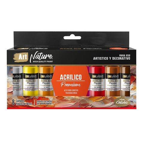 Acrilico Art Nature Premium Pote  60ml Set x8 