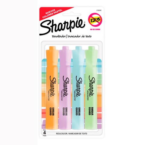 Resaltador Sharpie Accent Tank Set x4 Pastel. Cuerpo Redondo (2165242)