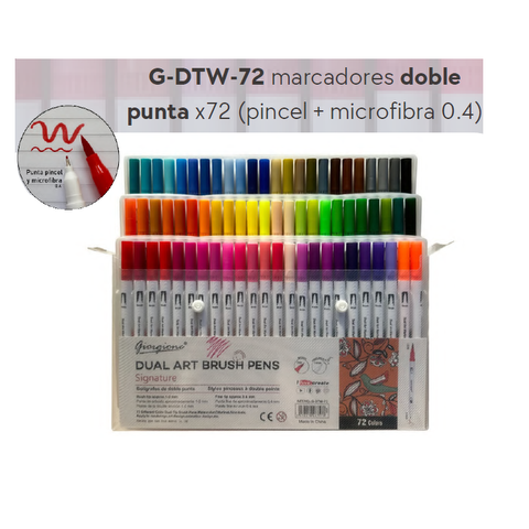 Marcador Giorgione 2 Puntas x72 Pincel + Microfibra (G-DTW-72)