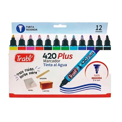 Marcador Trabi N°420 Al Agua Punta Redonda x12 Surtidos