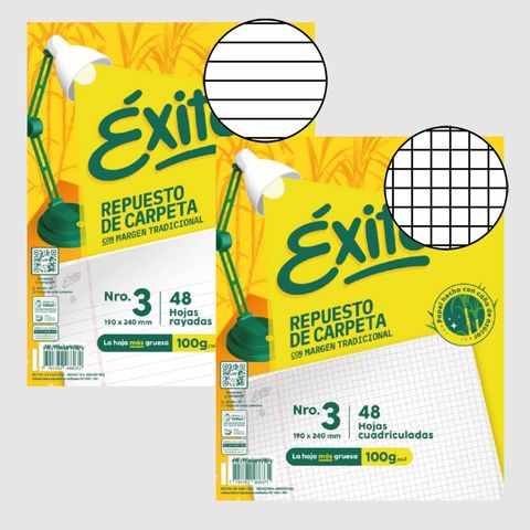 Repuesto Nº3 Exito -100Grs- x48Hojas. C/Banda
