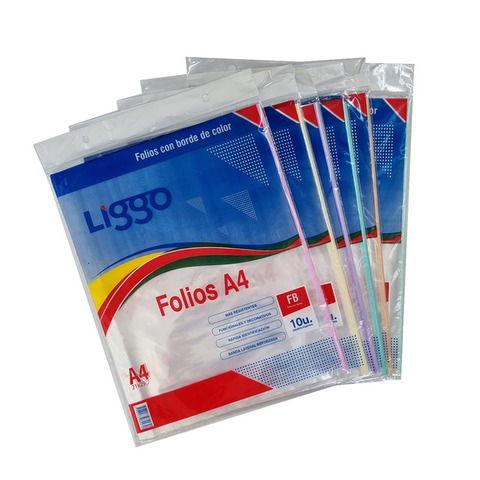 Folio A4 Pesado con Borde Color Pastel Blister x10 