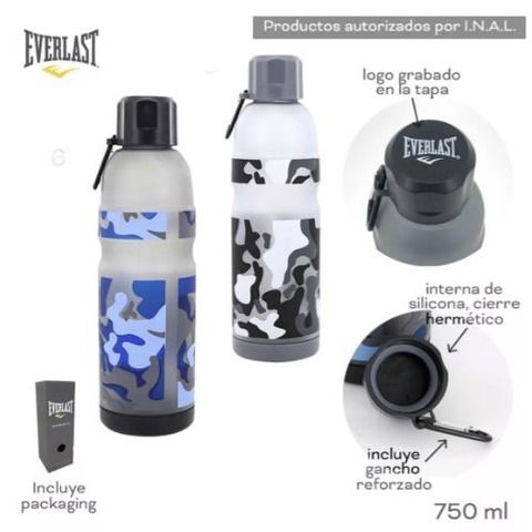 Botella Reutilizable Everlast Acrilonitrilo Estireno 750ML Camuflada (11393-C)