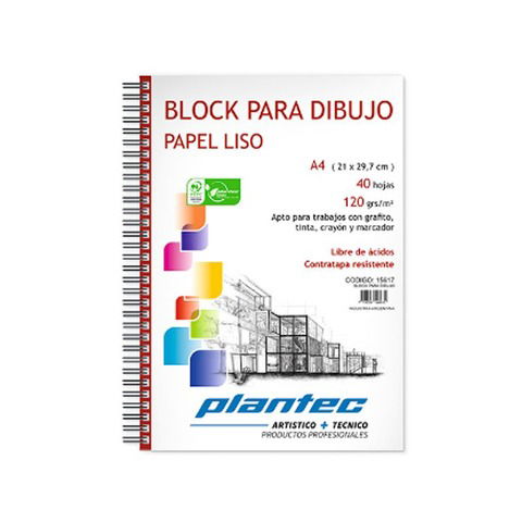 Block Plantec A4 Liso 120gr 40h Espiral Lateral (15617)