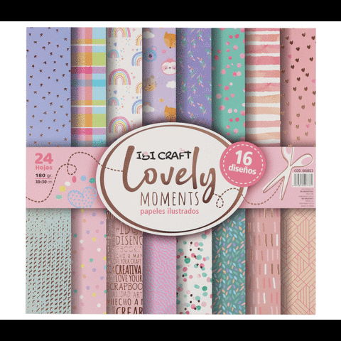 Papel Ibi Craft p/Scrapbook Impreso Lovely 30x30cm. (600822)