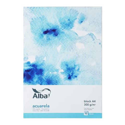 Block Alba P/Acuarela 25% Algodon A4 300Grs. 12Hj Emblocado