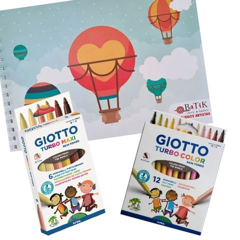 Pequeños Artistas Kit Block A4 Globos + 18 Marcadores Giotto Skin tones