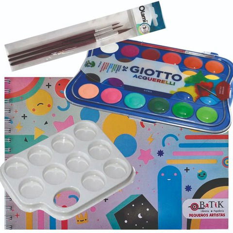 Pequeños Artistas Kit Block A4 Formas + Acuarelas Giotto x24 + Elementos