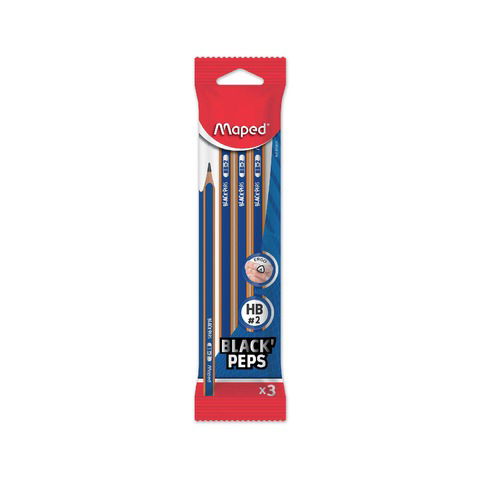     Lápiz Negro Maped sin Goma Black Peps Blister x3