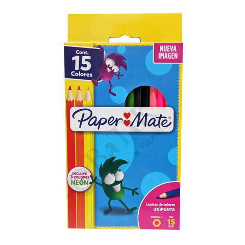 Lápiz Paper Mate Color x12 + 3 Neón (Largos)