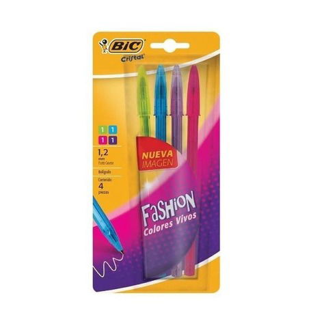 Lapicera Bic Cristal Fashion x4 (1.2mm) (8929)