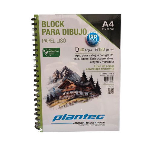 Block Plantec A4 Liso 180gr 40h Espiral Lateral (15639)